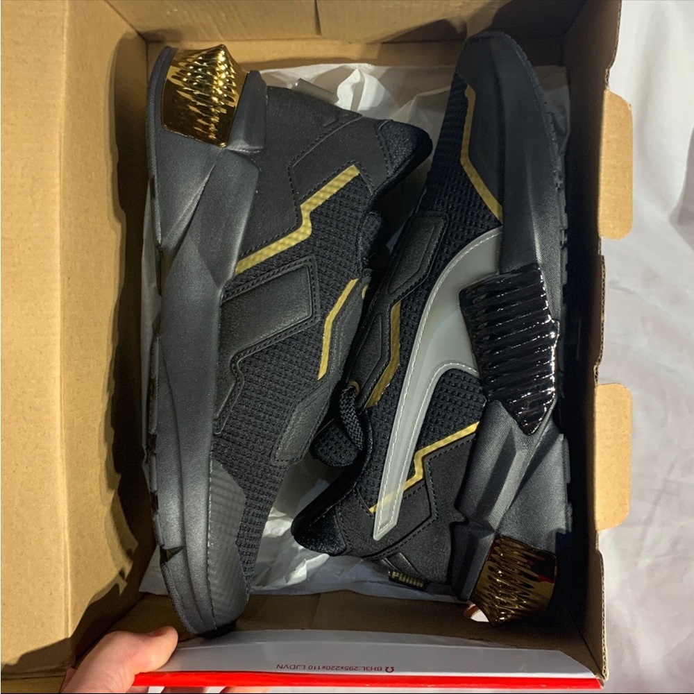 Puma Provoke XT Mid Top Shoes Black Gold Grey New Womans 6.5 / 5.5 - Picture 7 of 8